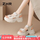 ZHR運(yùn)動(dòng)涼鞋夏季便捷魔術(shù)貼厚底女鞋百搭外穿鞋子女 G695 米色 36 