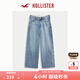 HOLLISTER25春夏新款美式vibe甜辣翻腰闊腿牛仔褲女裝KI355-5408 中間色 26 160/66A 2標(biāo)準(zhǔn)版