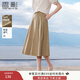 香影卡其色a字半身裙女中長(cháng)款2025夏裝新款梨型身材純棉高腰傘裙 卡其 S 155/80A/85-95斤