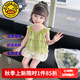 G.DUCKKIDS童裝女童夏裝套裝兒童衣服夏天花朵吊帶上衣休閑裝女寶寶運動(dòng)裝夏 蕾絲花苞綠色 80 尺碼7-11月(建議寶寶75-85cm)c