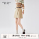 秋水伊人休閑簡(jiǎn)約短褲秋季新款女設(shè)計(jì)感通勤百搭防走光裙褲 卡其 M