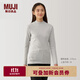 無(wú)印良品（MUJI）女式 起毛羅紋編織半高領(lǐng)長(cháng)袖T恤 上衣打底衫女款內搭春秋女裝 淺灰色 4A L （165/88A）