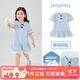 JELLYBABY[7A抗菌]女童夏季連衣裙寶寶學院風polo裙薄夏裝兒童裙子2025新款 藍色 【7A抗菌】 110