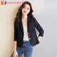 VOYDOVE小個(gè)子短款西裝外套女2025春秋新款時(shí)尚氣質(zhì)小西服設計感小眾上衣 黑色 M 【建議95-105斤】