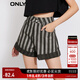 ONLY時尚百搭高腰卷邊短褲闊腿牛仔褲女|123143016 J19 黑牛仔 S (160) 64A