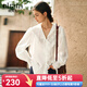Olrain歐芮兒法式白色襯衫女春季2025新款荷葉領(lǐng)刺繡鏤空襯衣 白色 S
