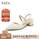 他她（TATA）涼鞋女鞋2025秋季新款法式氣質(zhì)包頭粗跟后空涼鞋女7GY03BH5 白色 35