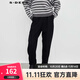 S.DEER23冬【新】圣迪奧女裝休閑壓褶插袋哈倫褲休閑褲S23460805 黑色/91 S/160
