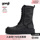 共跡gongji【趙昭儀同款】2025新款方頭馬丁靴中筒帆布靴厚底休閑靴女鞋 黑色 /偏大半碼 37 （238mm）