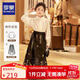 羅蒙漢服女童馬面裙中國風(fēng)女童套裝演出服 瑾瑜織金馬面裙兩件套160