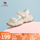 駱駝（CAMEL）動(dòng)感風(fēng)織帶細(xì)閃車(chē)縫線魔術(shù)貼松糕底運(yùn)動(dòng)涼鞋 L23M504136 米色 35