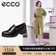 愛步（ECCO）七夕禮物 【明星同款】樂福鞋 厚底粗跟英倫風(fēng)單鞋女 摩登490013 黑色49001301001 建議選小一碼 38 （偏大，建議選小一碼）