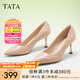 他她（TATA）女鞋高跟鞋尖頭2025新款細(xì)跟裸色通勤單鞋女鞋氣質(zhì)新 粉色（舒適牛皮革-7cm） 37