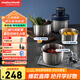 摩飛電器（Morphyrichards）絞肉機(jī) 家用套娃絞餡機(jī)碎肉機(jī) 電動多功能輔食料理機(jī)打蒜攪拌機(jī) 不銹鋼三碗 MR9401A