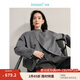 茵曼（INMAN）羊駝蠶絲雙面呢外套2024冬女裝新款高級感雙排扣圓領短款大衣上衣 雅典灰 M