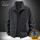 JEEP SPIRIT正品吉普高端立領(lǐng)男士夾克2025秋冬加絨風(fēng)衣冬季休閑上衣外套男 2502黑色加絨夾克（兩面都可穿） 3XL 碼 160-175斤左右