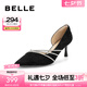 百麗（Belle）閃鉆條帶高跟鞋女商場(chǎng)同款高跟單鞋A9L1DBK4 黑色 39 (245mm)