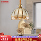 仟潤照明（Qianrunlighting）美式輕奢餐廳燈吊燈北歐全銅飯廳吧臺餐桌燈主臥室書房吊燈具2053 3頭直徑35cm+LED三色燈泡（T）