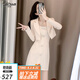 妤遇（YUUZYUUS）品牌女裝小香風(fēng)套裝女2025春秋新款時(shí)尚名媛風(fēng)西裝吊帶裙兩件套 杏色 M