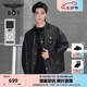 BOY LONDON【迷幻搖滾】秋季男女同款滿印金標夾克襯衫外套N23901 黑色 L