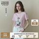 Teenie Weenie小熊女裝T恤2025秋季新款精美重工刺繡通勤短袖上衣 淺粉色 M