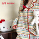 古今（GUJIN）秋季上新純棉雙層泡泡紗睡衣女家居服睡褲甜美草莓可外穿套裝L