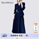MeetMetro瑪依爾西裝連衣裙女2025秋季新款質(zhì)感職業(yè)通勤百褶裙 藏青【現(xiàn)貨】 L