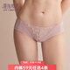 夏娃秘語(yǔ)內褲女純棉檔里布輕薄透氣舒適親膚中腰性感蕾絲女士三角內褲 豆沙色(E081) L