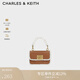 CHARLES&KEITH編織手柄毛絨手提斜挎包婚包小方包生日禮物CK2-50781528-1 Camel駝色 S
