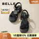 百麗（Belle）滿(mǎn)鉆條帶繁星休閑涼鞋女商場(chǎng)款厚底涼鞋A9S2DBL4 黑色 38 (240mm)