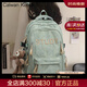 CALWAN KEODH書(shū)包簡(jiǎn)約百搭大容量雙肩包中學(xué)男女大學(xué)生電腦包通勤旅行背包 【綠色+小熊】小眾百搭高顏值