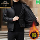 老爺車(chē)海寧頭層牛皮真皮皮衣男士皮毛一體可脫卸內膽加絨加厚皮夾克外套 黑色 699 真牛皮可脫卸內膽 3XL 190【150-165斤】