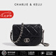 CHARLIE & KELLI品牌 CK輕奢包包女包2025新款生日禮物女小眾單肩斜挎菱格小方包 黑色【七夕實(shí)用禮物】