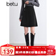 百圖betu女裝秋冬新款半身裙撞色線(xiàn)設計百搭短裙裙子女2410T73 黑色 L