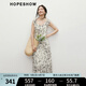紅袖度假風(fēng)碎花連衣裙2025夏季新款女裝【繁華如夢(mèng)】高腰鉆石領(lǐng)雪紡裙 米底黑花670 M