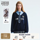 Teenie Weenie小熊女裝衛(wèi)衣2025秋季新款學(xué)院風(fēng)可拆卸領(lǐng)帶拼接襯衫 藏青色 S