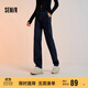 森馬（Semir）牛仔褲女抓毛長(cháng)褲舒適復古風(fēng)2024冬季潮流寬松錐形褲109724124003