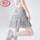 浪莎碎花短裙子女夏季2025新款半身裙高腰顯瘦蛋糕裙小個(gè)子潮流A字裙 白色 L 【推薦111-125斤】