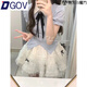 DGOV韓系甜美減齡小清新撞色POO領(lǐng)襯衣高腰設計感蓬蓬裙套裝裙夏季女 襯衣+短裙【送蝴蝶結】 XL 推薦120-135斤