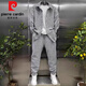 皮爾卡丹（pierre cardin）高端休閑運動(dòng)套裝男士2025春秋季新款百搭潮流襯衫長(cháng)褲兩件套男裝 灰白 【上衣+長(cháng)褲】 XL 150-170斤