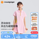moodytiger女童連衣裙涼感速干夏季兒童裙子防走光吸濕排汗短袖polo運動(dòng)裙 粉鉆色 130 cm