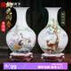 收藏天下景德鎮陶瓷器仿古粉彩花瓶客廳擺件酒柜玄關(guān)博古架電視柜瓷瓶擺設 鶴鹿同春賞瓶對瓶+底座23cm