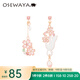 osewaya耳環(huán)少女日韓櫻花貓咪不對稱(chēng)小清新甜美新款耳飾萌系 金色瘦白貓