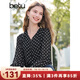 百圖betu女裝2025春季新款襯衫V領(lǐng)復古波點(diǎn)印花雪紡長(cháng)袖襯衫女2502T39 黑色 M
