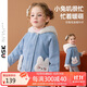 ASK JUNIOR女童外套2025秋冬保暖小童毛絨連帽外套牛仔上衣 藍色 120