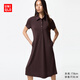 優(yōu)衣庫女裝針織POLO連衣裙短袖裙子顯瘦通勤480635 39 棕黑色 S /155/80A
