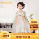 巴拉巴拉童裝女童漢服國風(fēng)連衣裙春秋寶寶襦裙演出服兒童裙子 綠紅色00346 110