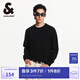 杰克·瓊斯（JACK&JONES）男裝針織衫純色舒適純棉立體鋼印圓領(lǐng)套頭毛衣 E40 黑色 M 175