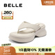 百麗（Belle）簡約親膚夾趾拖鞋女厚底增高可外穿拖鞋B2711BT5 米白 36 (230mm)