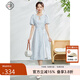 固執（OBSTINATE）【特價(jià)】夏季新款中國風(fēng)圓領(lǐng)提花泡泡短袖長(cháng)款連衣裙32432LQ08201 淺藍色 S 160/80A